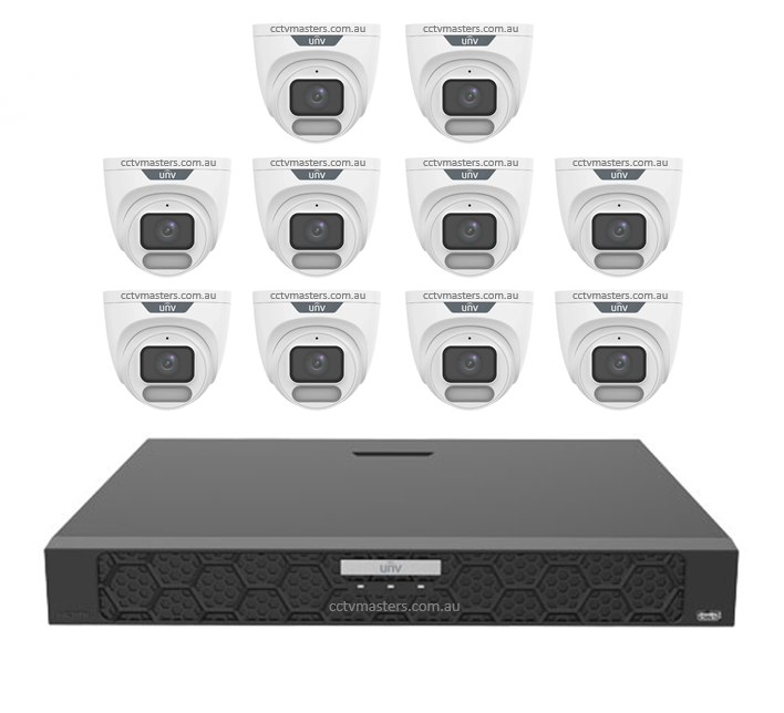 UNV CCTV Kit 10 x 8MP Turret ColorHunter with WiseISP Camera 16CH NVR