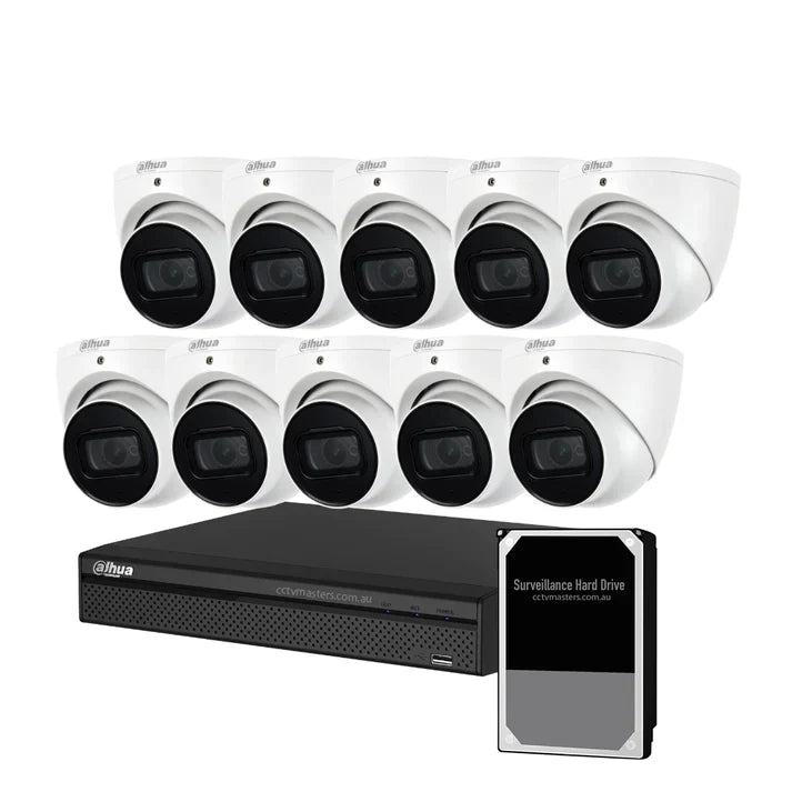 Dahua Camera Kit, 10 x 8MP AI WizSense SMD 4.0, 16CH AI Smart NVR Ultra 4K