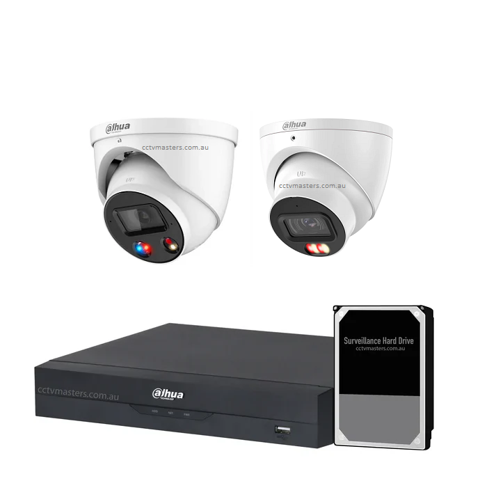 Dahua AI Active Deterrence Camera Kit, 1 x 8MP Full-colour, 1 x 8MP AcuPick, 4CH AI Smart NVR Ultra 4K