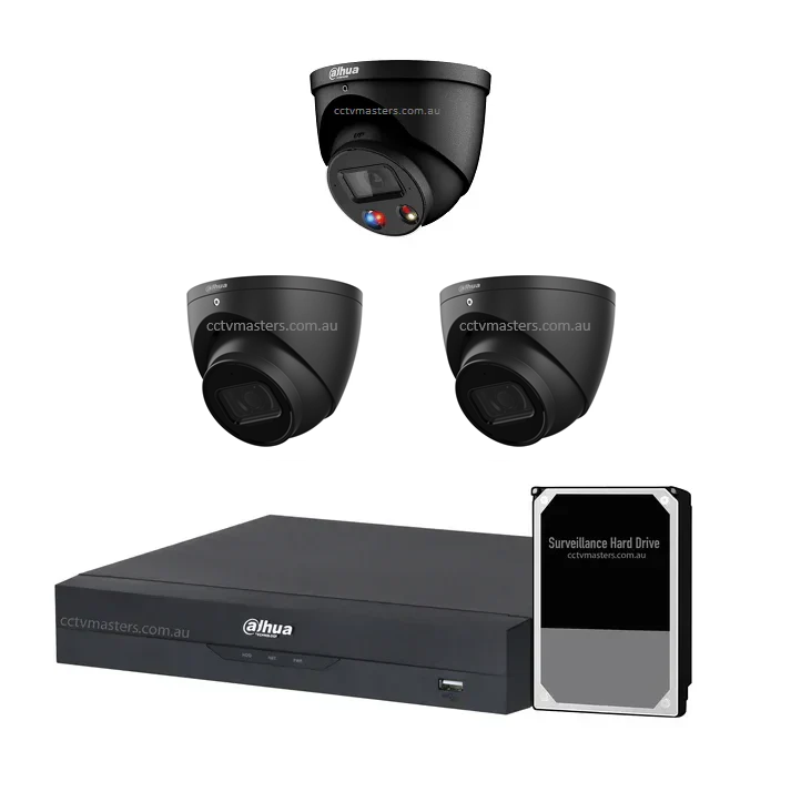 Dahua AI Active Deterrence Camera Kit, 1 x 6MP Full-colour, 2 x 6MP, 4CH AI Smart NVR Ultra 4K