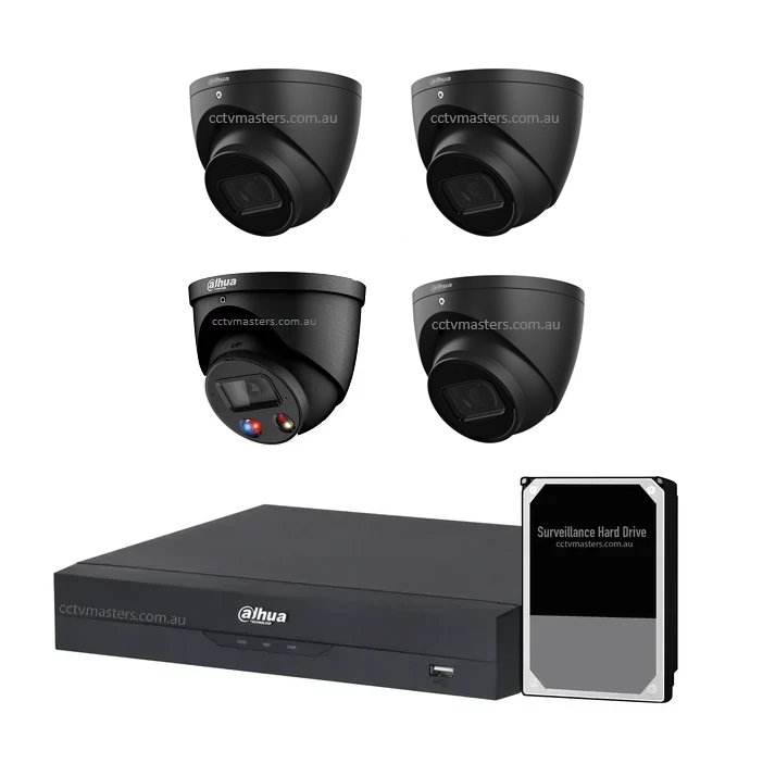 Dahua AI Active Deterrence Camera Kit, 1 x 6MP Full-colour, 3 x 6MP, 4CH AI Smart NVR Ultra 4K