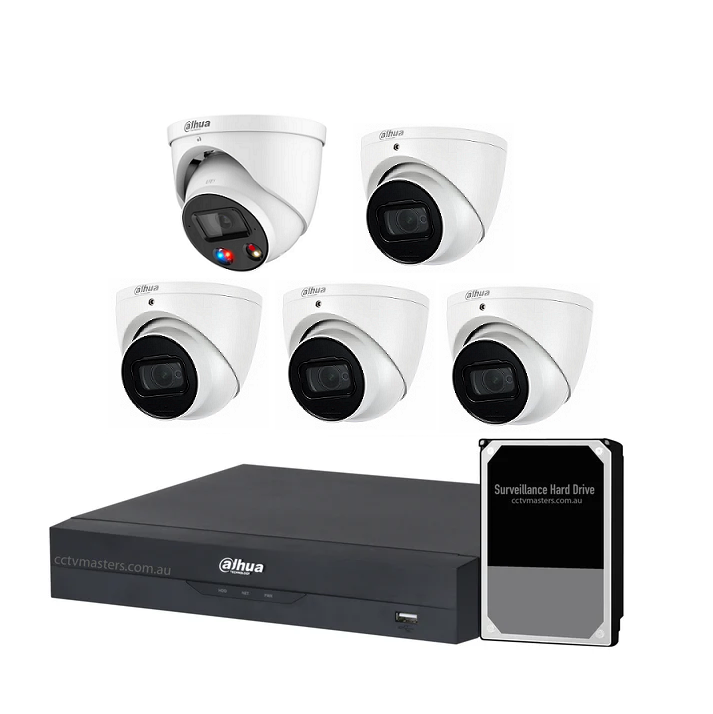 Dahua AI Active Deterrence Camera Kit, 1 x 6MP Full-colour, 4 x 6MP, 8CH AI Smart NVR Ultra 4K
