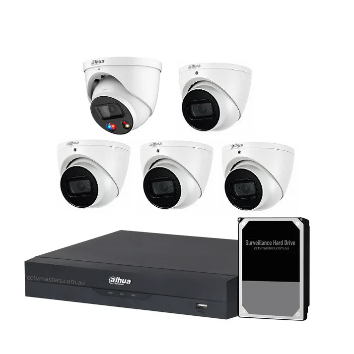 Dahua AI Active Deterrence Camera Kit, 1 x 8MP Full-Colour, 4 x 8MP WizSense, 8CH AI Smart NVR Ultra 4K
