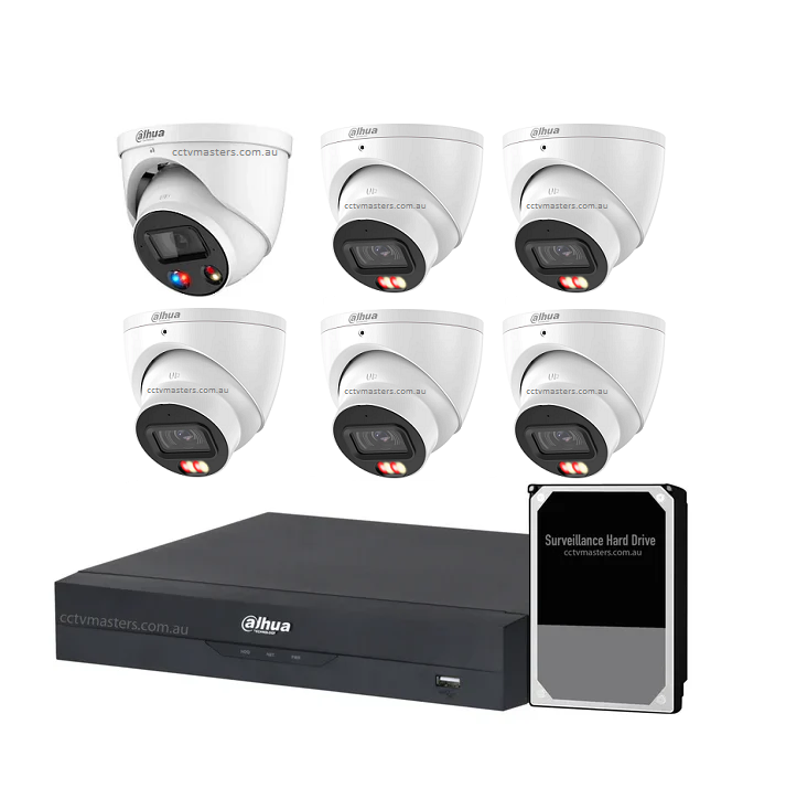 Dahua AI Active Deterrence Camera Kit, 1 x 8MP Full-colour, 5 x 8MP AcuPick, 8CH AI Smart NVR Ultra 4K