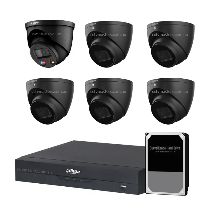 Dahua AI Active Deterrence Camera Kit, 1 x 6MP Full-colour, 5 x 6MP, 8CH AI Smart NVR Ultra 4K
