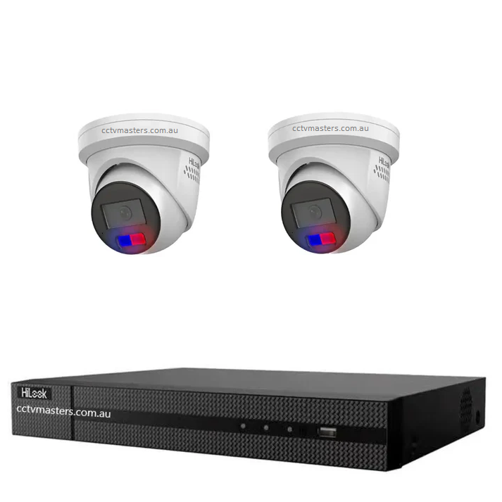 HiLook 6MP Kit 2 Camera Kit with AI IntelliSense, Full-Color Built-in Audio, 4CH 4K NVR