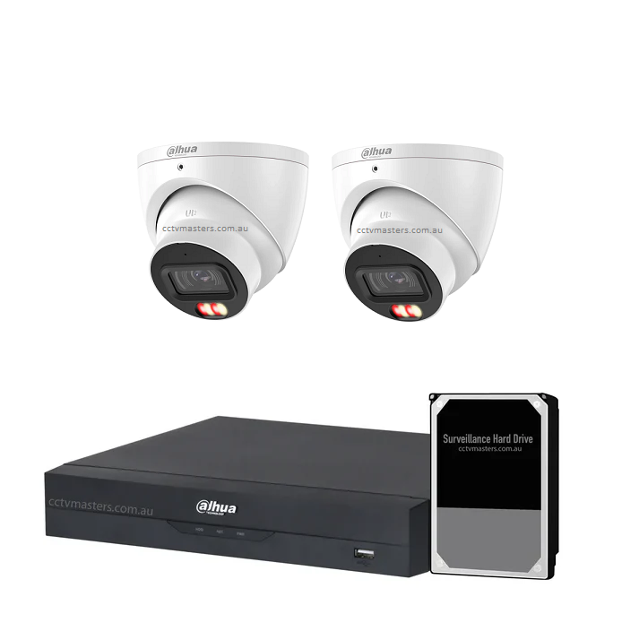 Dahua Accupick Camera Kit, 2 x 6MP AI WizSense with Warm Light, 4CH AI Smart NVR Ultra 4K