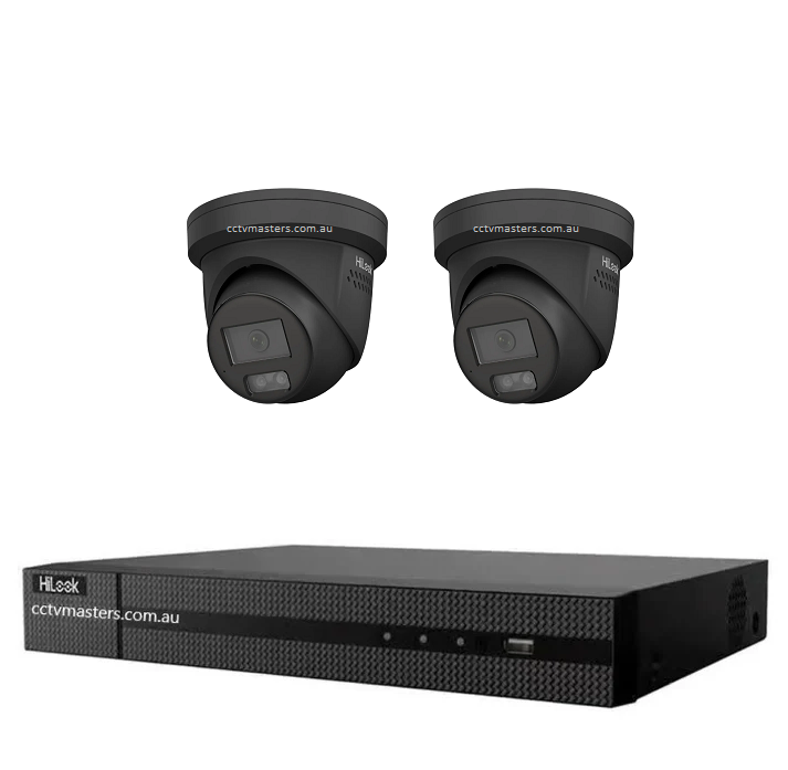 HiLook 6MP Kit 2 Camera Kit with AI IntelliSense, Full-Color Built-in Audio, 4CH 4K NVR