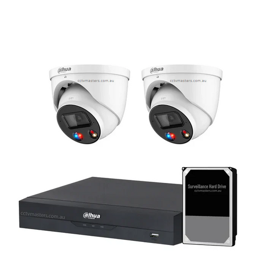 Dahua AI Active Deterrence Camera Kit, 2 x 8MP Full-colour, 4CH AI Smart 4.0 NVR Ultra 4K
