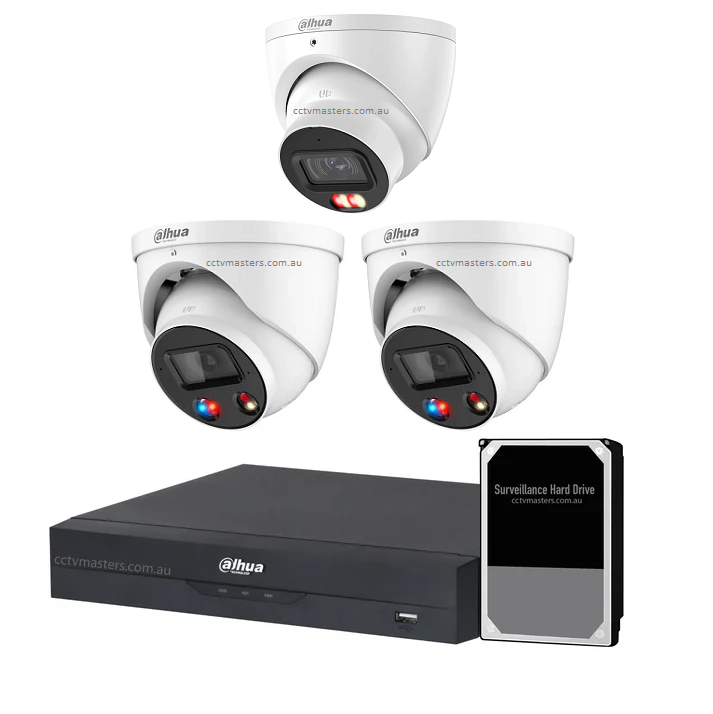Dahua AI Active Deterrence Camera Kit, 2 x 8MP Full-colour, 1 x 8MP AcuPick, 4CH AI Smart NVR Ultra 4K