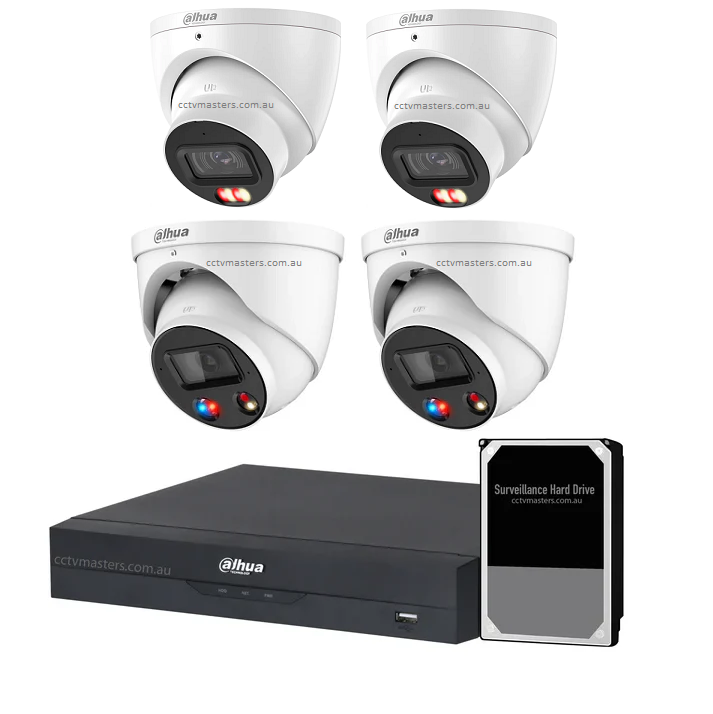 Dahua AI Active Deterrence Camera Kit, 2 x 8MP Full-colour, 2 x 8MP AcuPick, 4CH AI Smart 2.0 NVR Ultra 4K