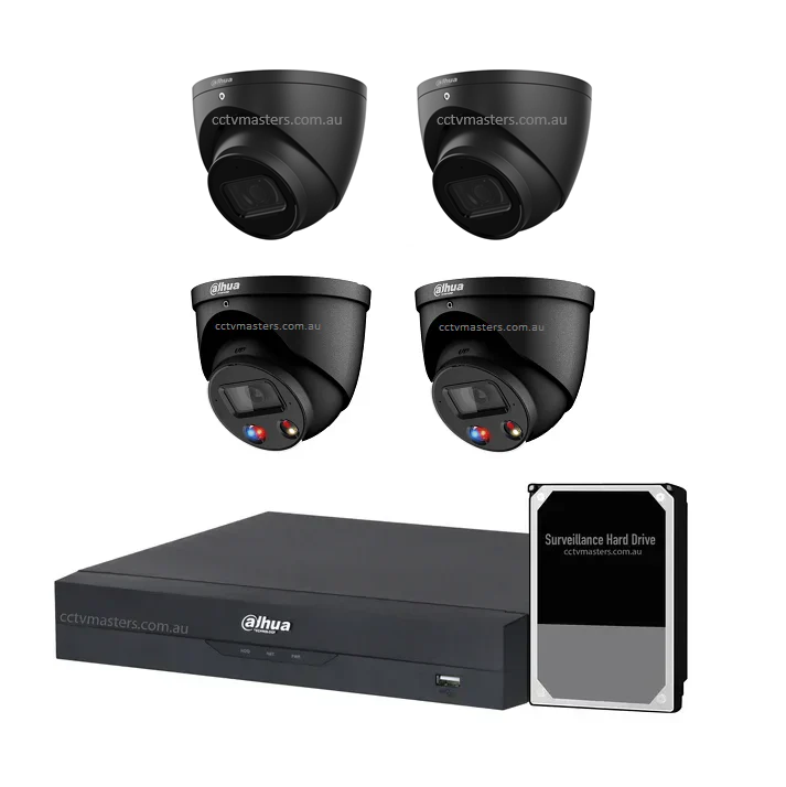 Dahua AI Active Deterrence Camera Kit, 2 x 6MP Full-colour, 2 x 6MP, 4CH AI Smart 2.0 NVR Ultra 4K