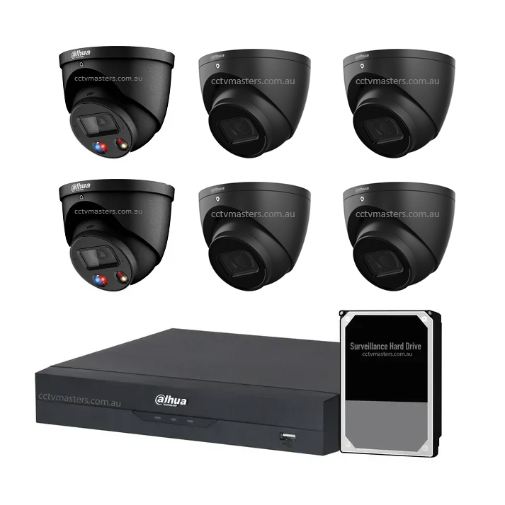 Dahua AI Active Deterrence Camera Kit, 2 x 6MP Full-colour, 4 x 6MP, 8CH AI Smart 4.0 NVR Ultra 4K
