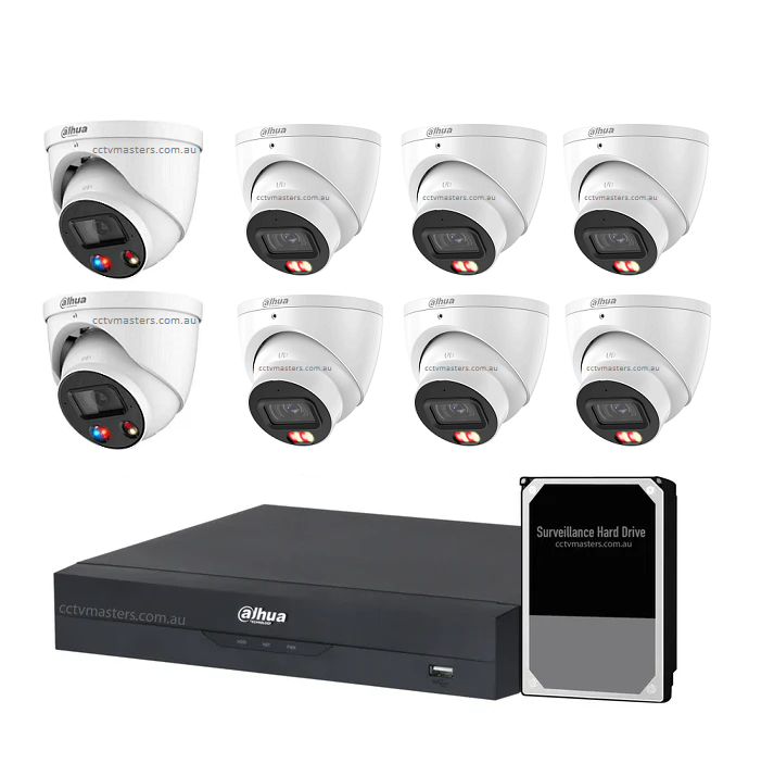 Dahua AI Active Deterrence Camera Kit, 2 x 8MP Full-colour, 6 x 8MP AcuPick, 8CH AI Smart NVR Ultra 4K