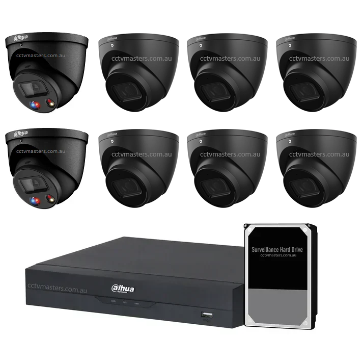 Dahua AI Active Deterrence Camera Kit, 2 x 6MP Full-colour, 6 x 6MP, 8CH AI Smart NVR Ultra 4K