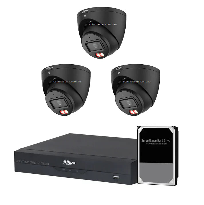 Dahua Accupick Camera Kit, 3 x 6MP AI WizSense with Warm Light, 4CH AI Smart NVR Ultra 4K