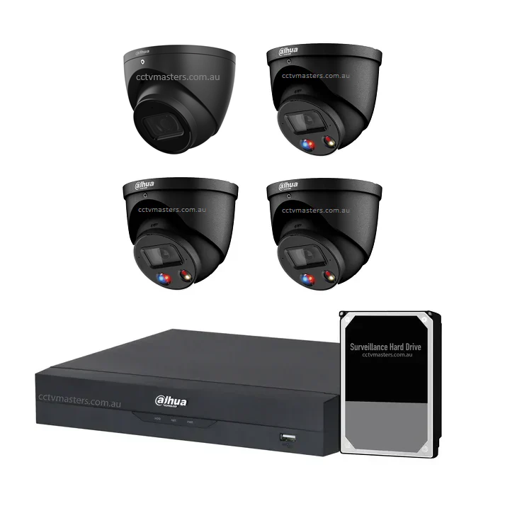 Dahua AI Active Deterrence Camera Kit, 3 x 6MP Full-colour, 1 x 6MP, 4CH AI Smart NVR Ultra 4K
