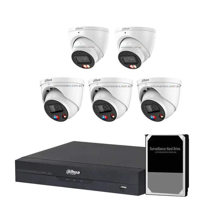 Dahua AI Active Deterrence Camera Kit, 3 x 8MP Full-colour, 2 x 8MP AcuPick, 8CH AI Smart NVR Ultra 4K