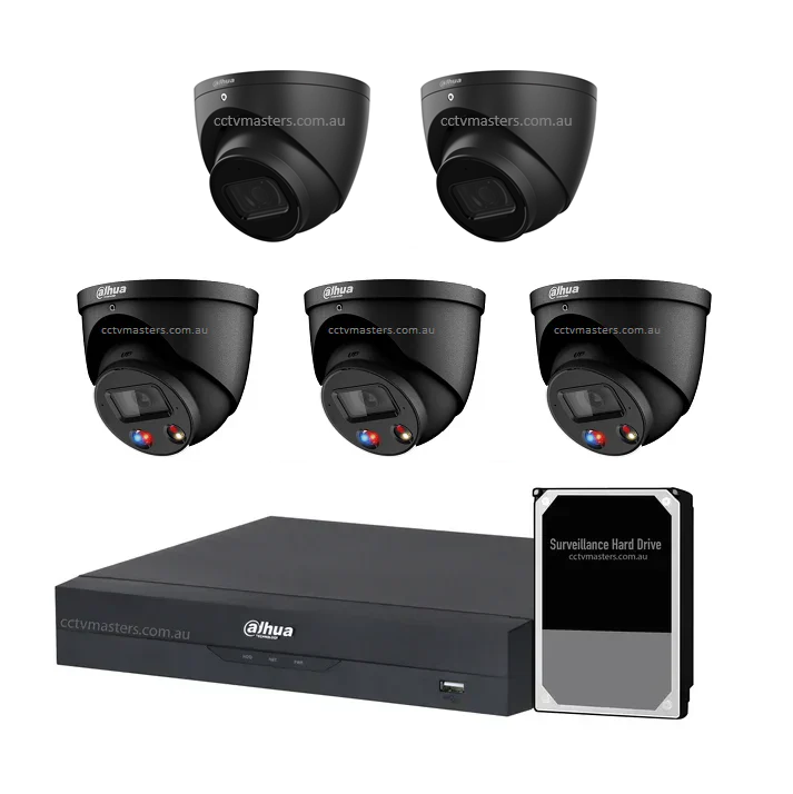 Dahua AI Active Deterrence Camera Kit, 3 x 6MP Full-colour, 2 x 6MP, 8CH AI Smart NVR Ultra 4K