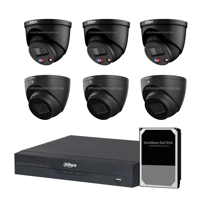 Dahua AI Active Deterrence Camera Kit, 3 x 6MP Full-colour, 3 x 6MP, 8CH AI Smart NVR Ultra 4K
