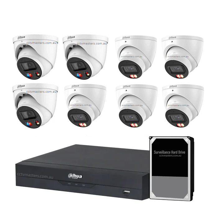 Dahua AI Active Deterrence Camera Kit, 3 x 8MP Full-colour, 5 x 8MP AcuPick, 8CH AI Smart NVR Ultra 4K