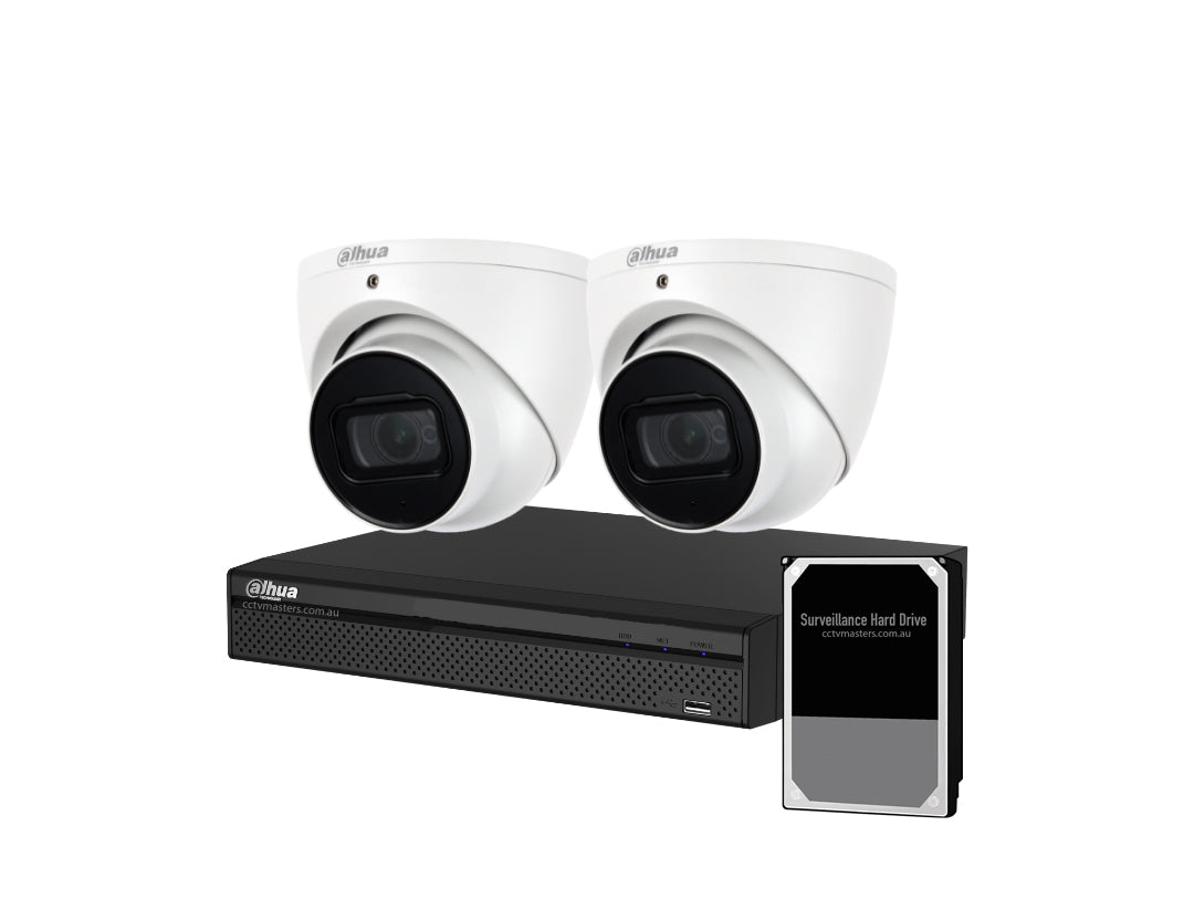 Dahua Camera Kit, 2 x 5MP IR Starlight Bundle with 4CH Ultra 4K AI NVR
