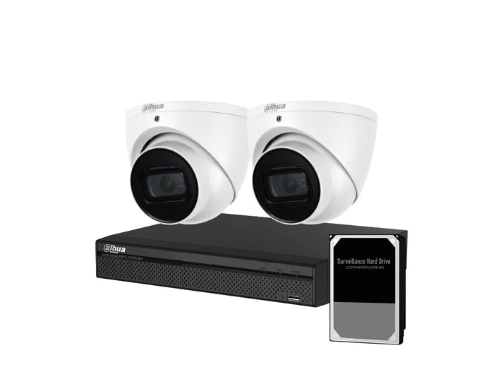 Dahua Camera Kit, 2 x 8MP AI WizSense SMD 4.0, 4CH AI Smart NVR Ultra 4K