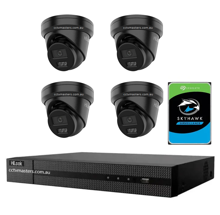 HiLook 8MP Kit 4 x IPC-T381H-MU Camera with IntelliSense, Built-in Mic, 4CH 4K NVR