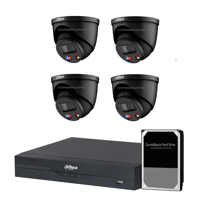 Dahua AI Active Deterrence Camera Kit, 4 x 8MP Full-colour 4CH AI Smart 4.0 NVR Ultra 4K