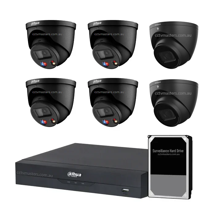 Dahua AI Active Deterrence Camera Kit, 4 x 6MP Full-colour, 2 x 6MP, 8CH AI Smart NVR Ultra 4K