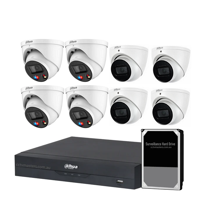 Dahua AI Active Deterrence Camera Kit, 4 x 6MP Full-colour, 4 x 6MP, 8CH AI Smart NVR Ultra 4K
