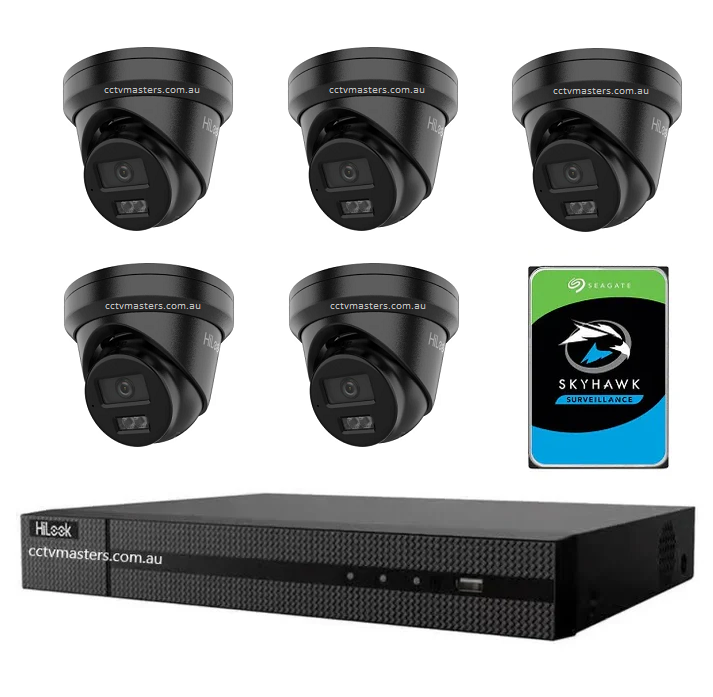 HiLook 6MP Kit 5 x IPC-T262H-MU Smart Dual IR Camera with IntelliSense, Built-in Mic, 8CH 4K NVR