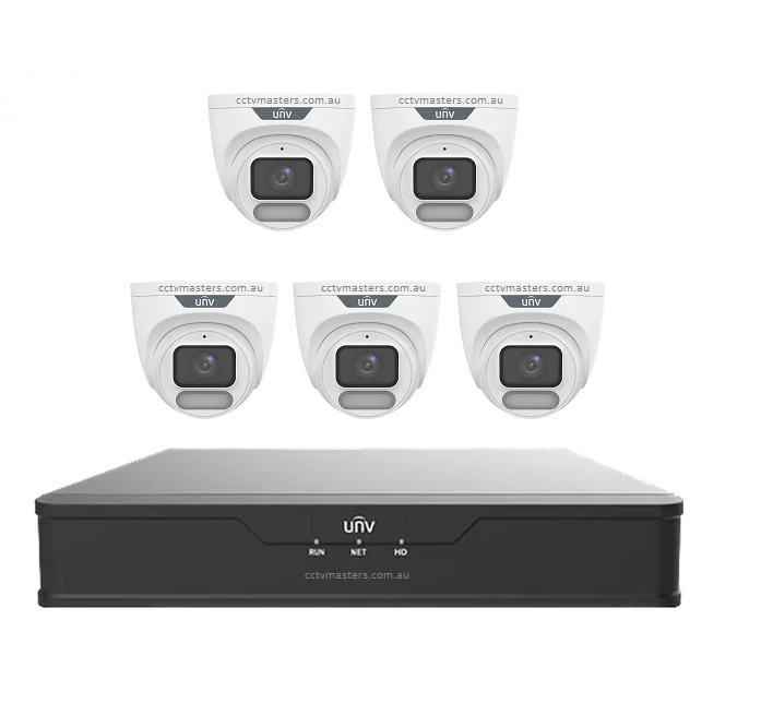 UNV CCTV Kit 5 x 8MP Turret ColorHunter with WiseISP Camera 8CH NVR