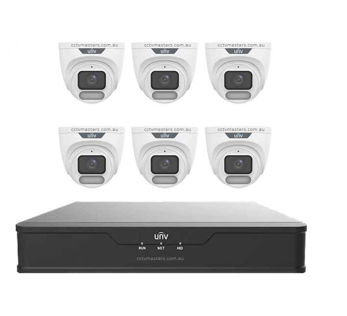 UNV CCTV Kit 6 x 8MP Turret ColorHunter with WiseISP Camera 8CH NVR