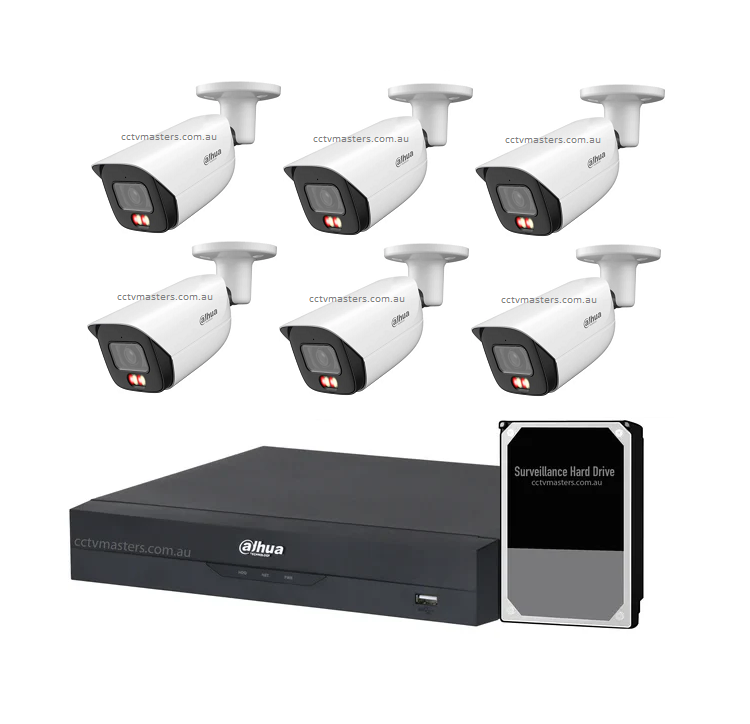 Dahua Accupick Camera Kit, 6 x 8MP AI WizSense with Warm Light, 8CH AI Smart NVR Ultra 4K