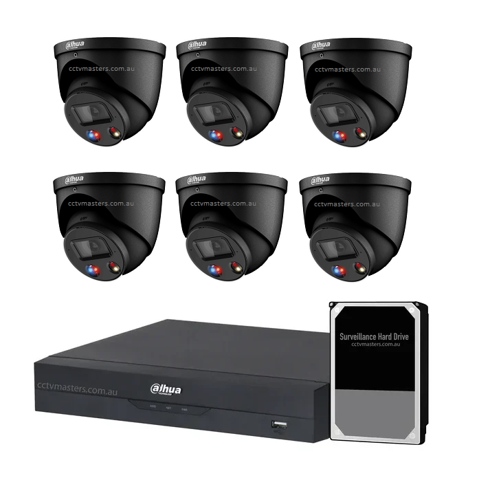 Dahua AI Active Deterrence, TiOC Camera Kit, 6 x 8MP Full-color V3.0 Bundle 8CH AI Smart 2.0 NVR Ulta 4K