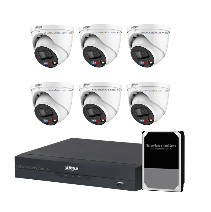 Dahua AI Active Deterrence, TiOC Camera Kit, 6 x 8MP Full-color V3.0 Bundle 8CH AI Smart 2.0 NVR Ulta 4K