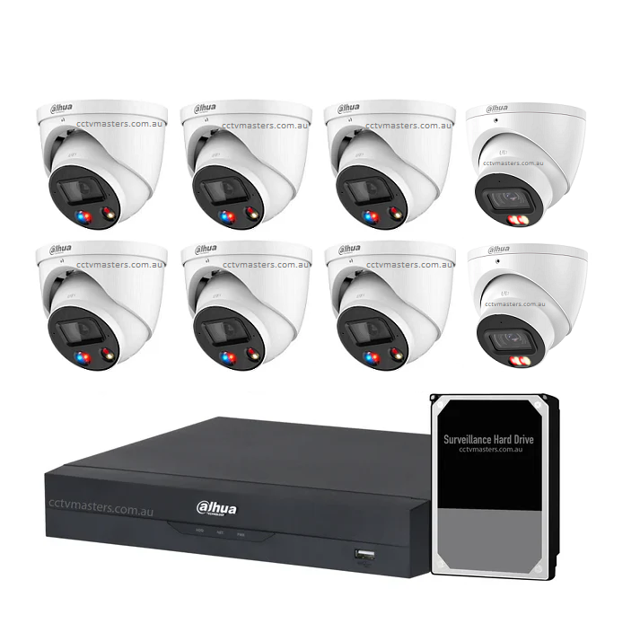 Dahua AI Active Deterrence Camera Kit, 6 x 8MP Full-colour, 2 x 8MP AcuPick, 8CH AI Smart NVR Ultra 4K