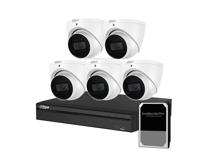 Dahua SMD AI Version 4.0 Camera Kit, 5 x 6MP Eyeball WizSense, 8CH 8MP Ultra 4K NVR