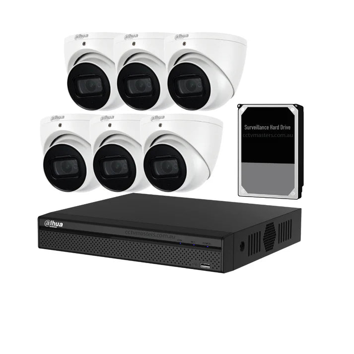 Dahua Camera Kit, 6 x 8MP AI WizSense SMD 4.0, 8CH AI Smart NVR Ultra 4K