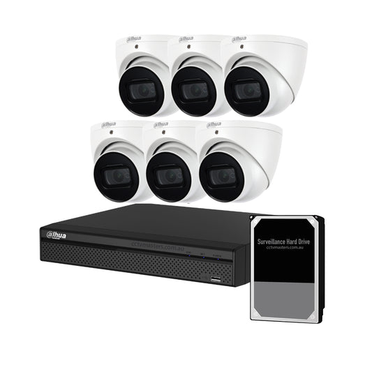 Dahua Camera Kit, 6 x 5MP WizSense Starlight Bundle with 8CH Ultra Smart 4K 8CH AI NVR