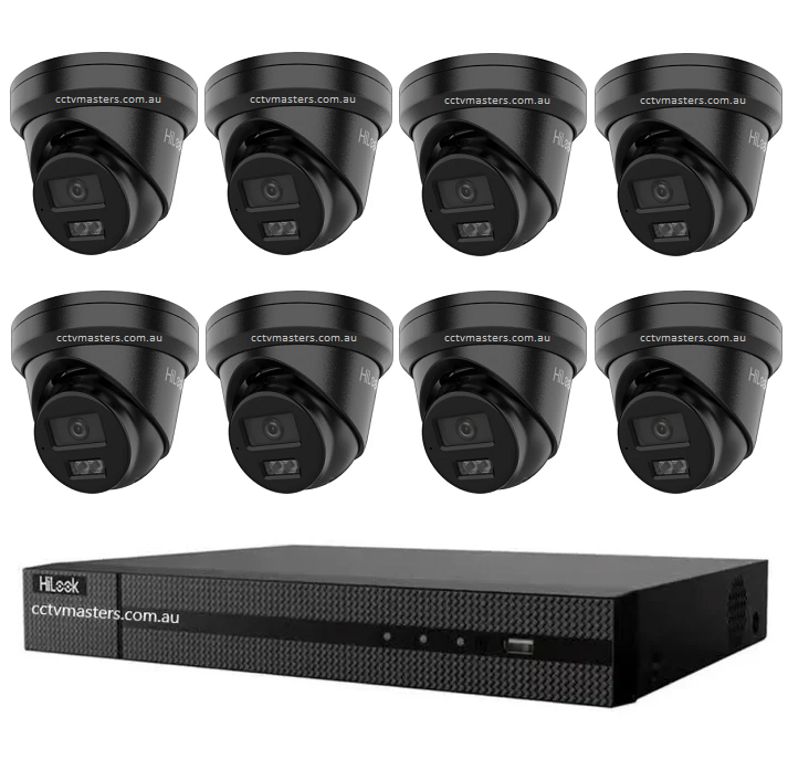 HiLook 6MP Kit 8 x IPC-T361H-MU Smart Dual IR Camera with IntelliSense, Built-in Mic, 8CH 4K NVR