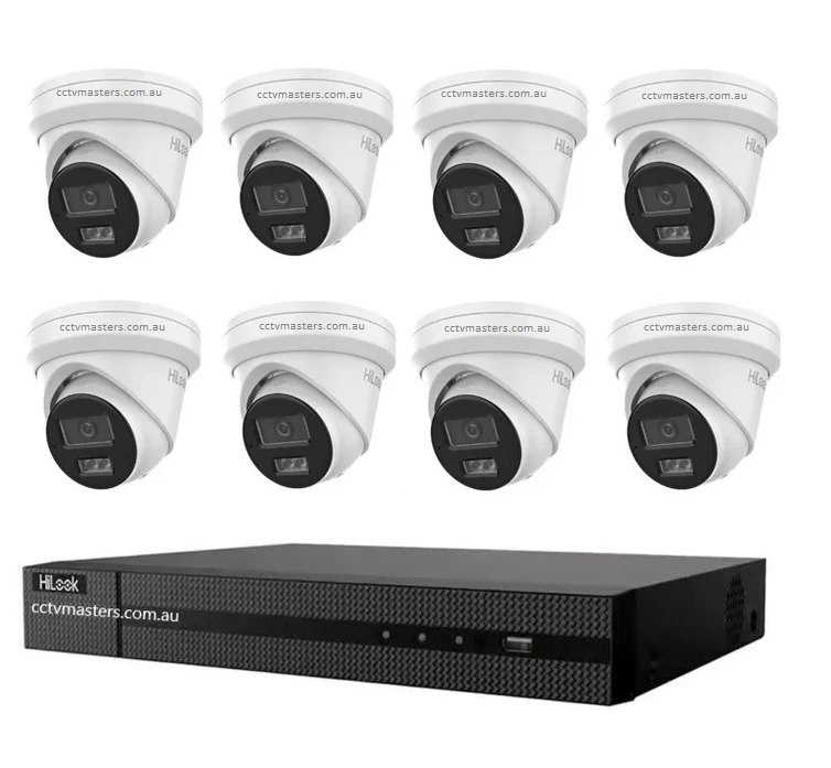 HiLook 6MP Kit 8 x IPC-T361H-MU Smart Dual IR Camera with IntelliSense, Built-in Mic, 8CH 4K NVR
