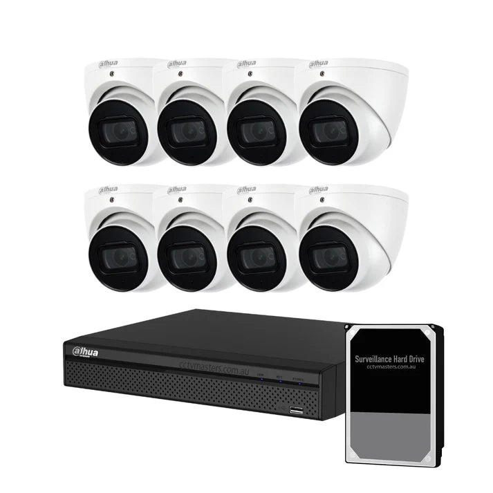 Dahua Camera kit, 8x4MP WizSense Turret Camera with 8CH Ultra 4K NVR