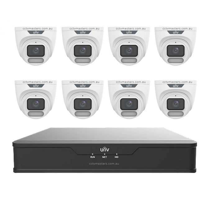 UNV CCTV Kit 8 x 6MP Turret ColorHunter with WiseISP Camera 8CH NVR