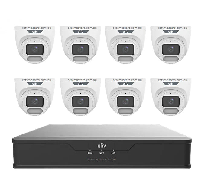 UNV CCTV Kit 8 x 8MP Turret ColorHunter with WiseISP Camera 8CH NVR