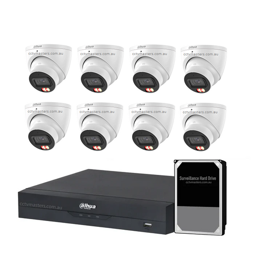 Dahua Accupick Camera Kit, 8 x 8MP AI WizSense with Warm Light, 8CH AI Smart NVR Ultra 4K