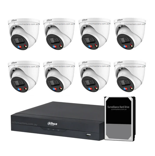 Dahua TiOC Camera Kit, 8 x 8MP Full-color 8CH AI Smart 4.0 NVR Ultra 4K, HDD Optional