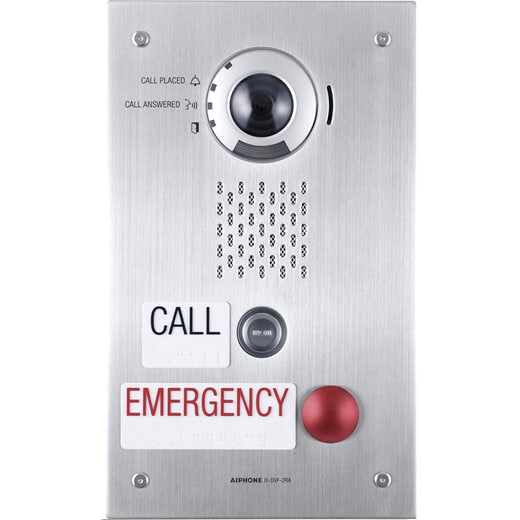 Aiphone IX Series IP/ VOIP 2 Button Audio/ Video Door Station 1.23MP IP65 IK08 H.264 and MJPEG 2 x Output Rex Input Up to 32GB Micro SD Card 24VDC Rear LAN