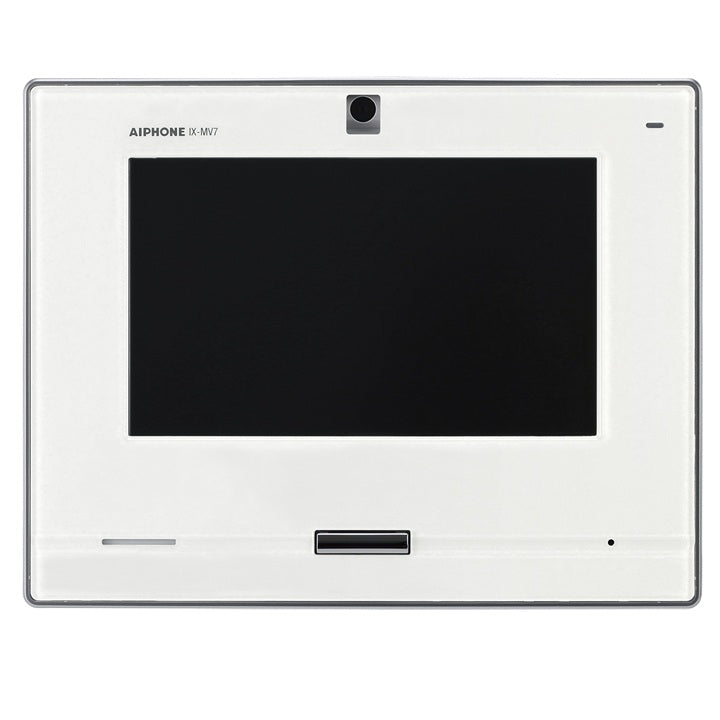 Aiphone IX Series 2 IP Intercom Monitor front view with 7 inch touchscreen display and white casing.